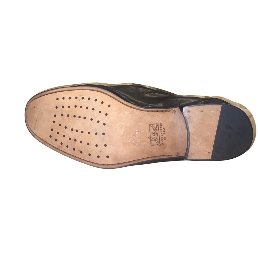 Johnston &‎ Murphy Black Leather Bit Loafers Made in Italy Men's 13 - Picture 7 of 9
